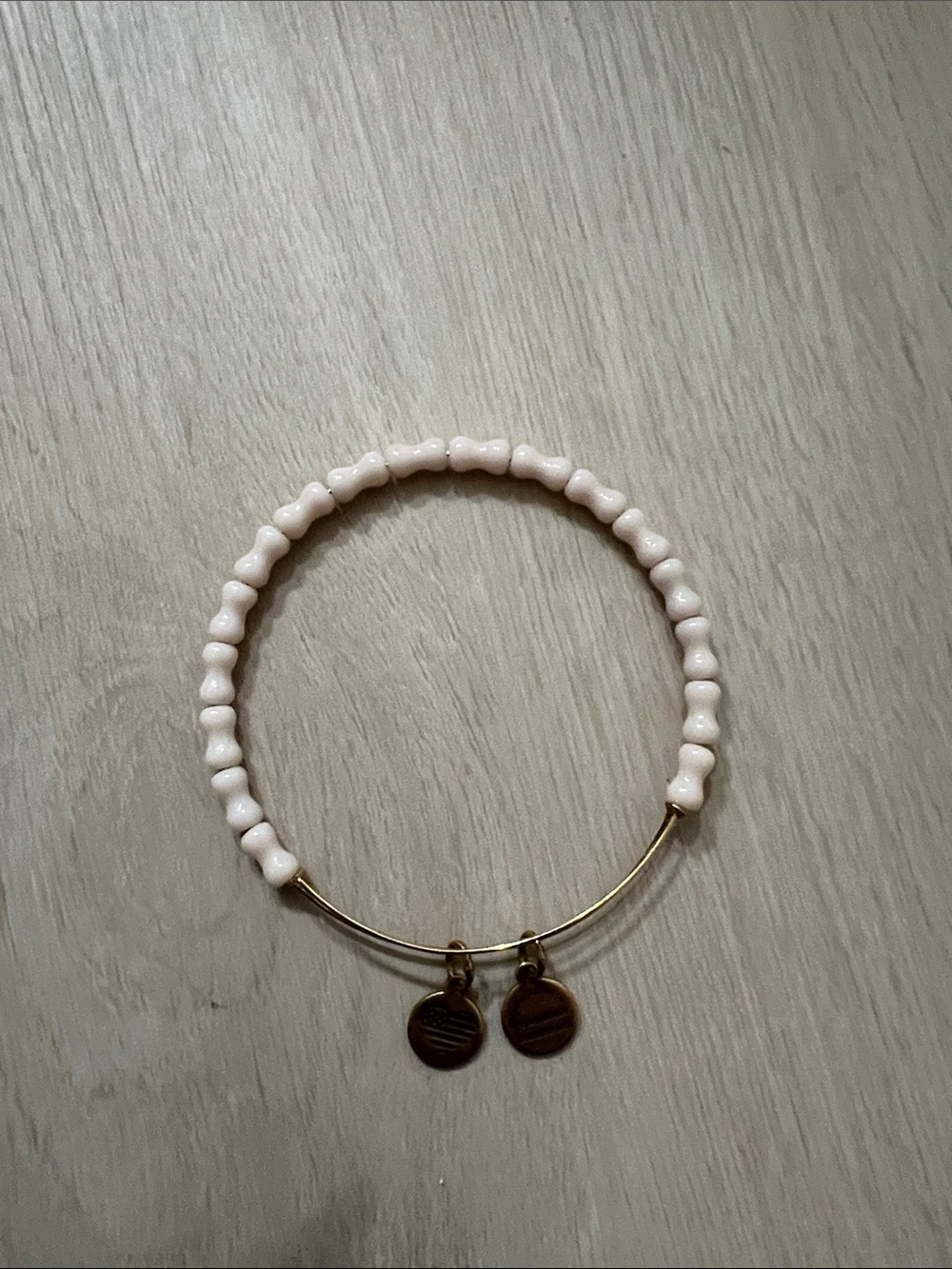 Alex and Ani Cream Beaded Gold-Tone Charm Bracelet